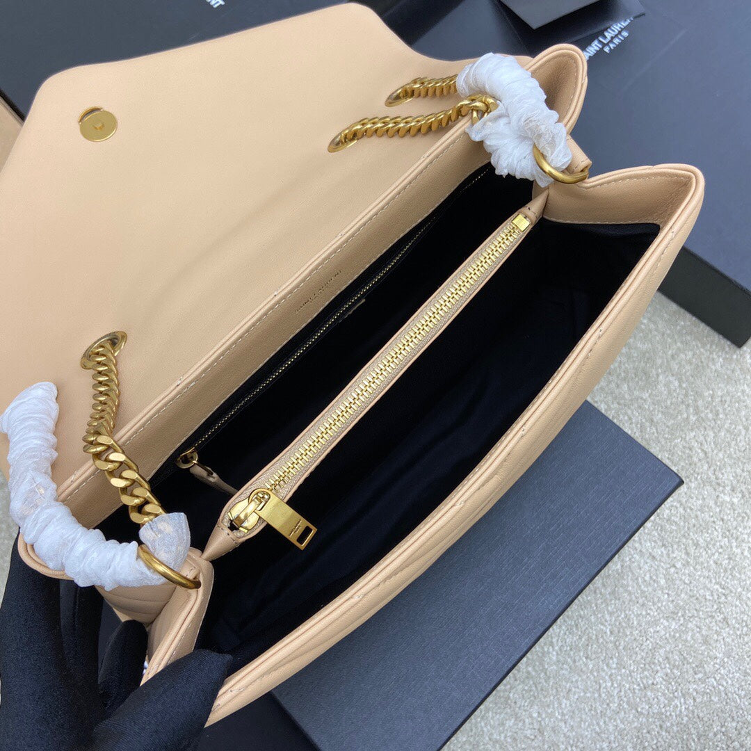 LOULOU MEDIUM 32 CREAM QUILTED LEATHER GOLD HARDWARE