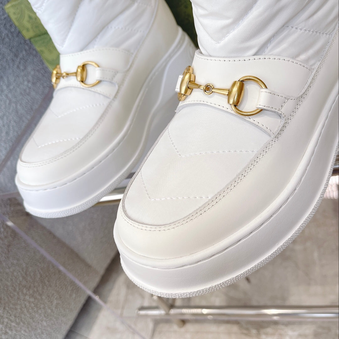 Gucci 2025 Boot White Beige Wool Nylon Calfskin 564678