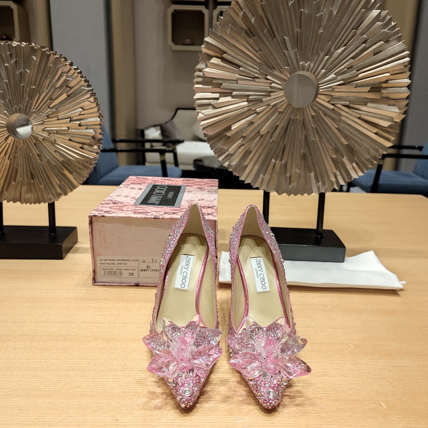 Jimmy Choo Alia 85 Rose mix color Crystal-embellished Pump