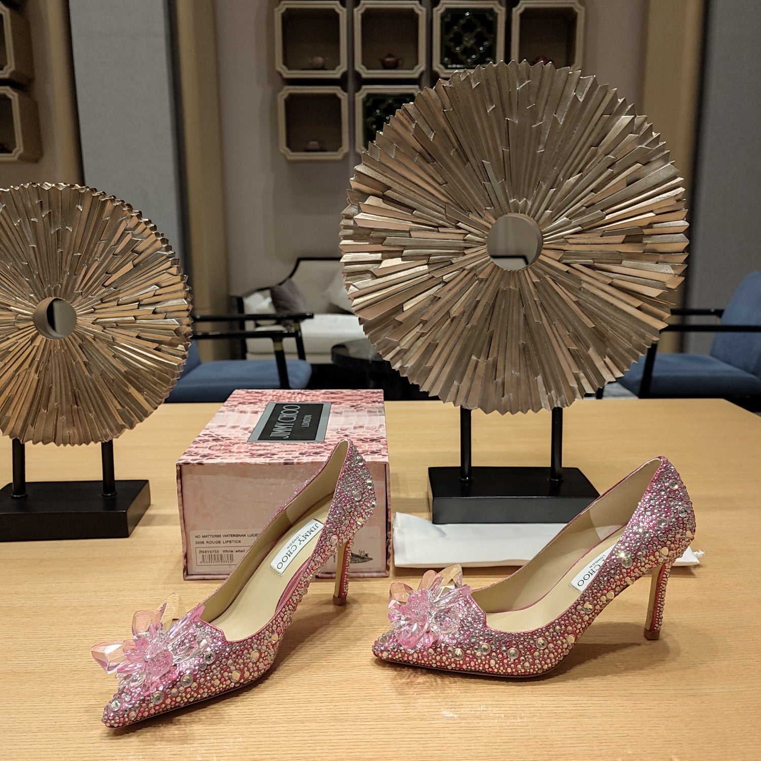 Jimmy Choo Alia 85 Rose mix color Crystal-embellished Pump