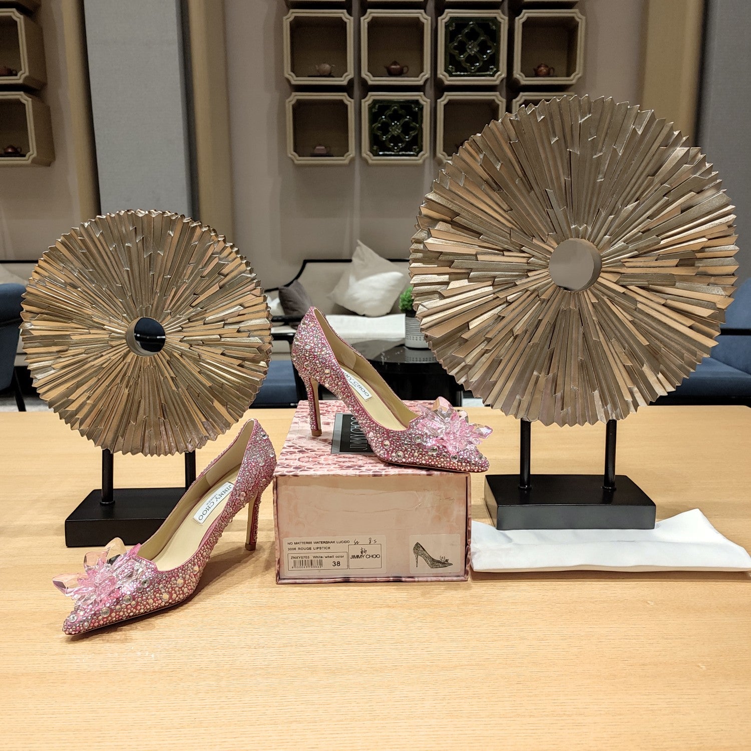 Jimmy Choo Alia 85 Rose mix color Crystal-embellished Pump