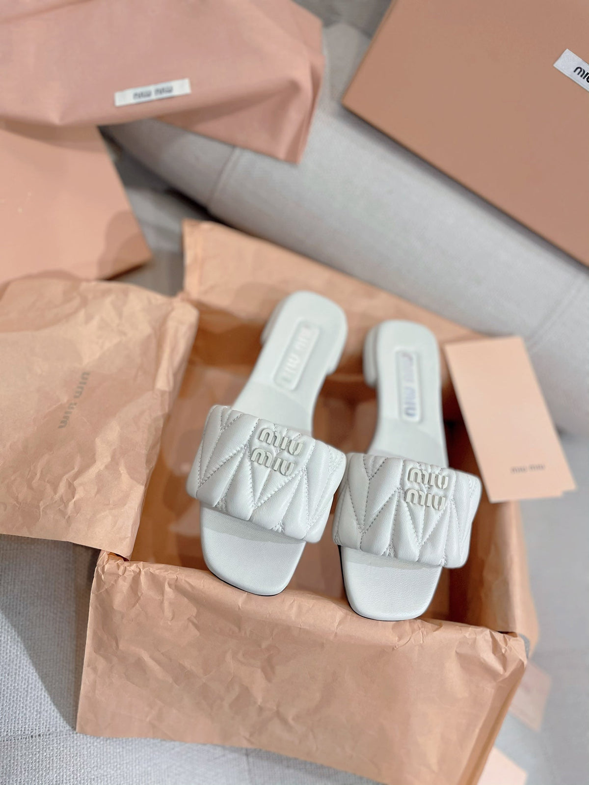Miu Miu 2026 Matelassé Sandals Lambskin 155491