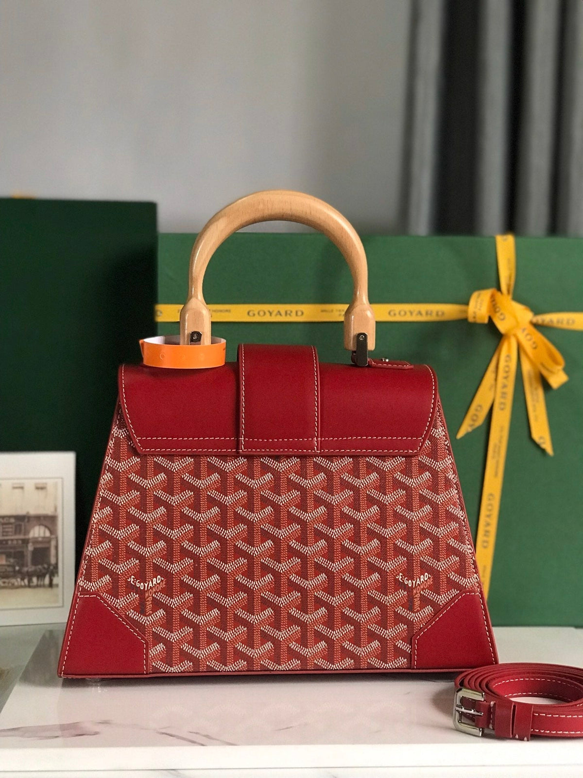 SAÏGON PM BAG 28 IN PERSIAN RED GOYARDINE CANVAS AND CALFSKIN
