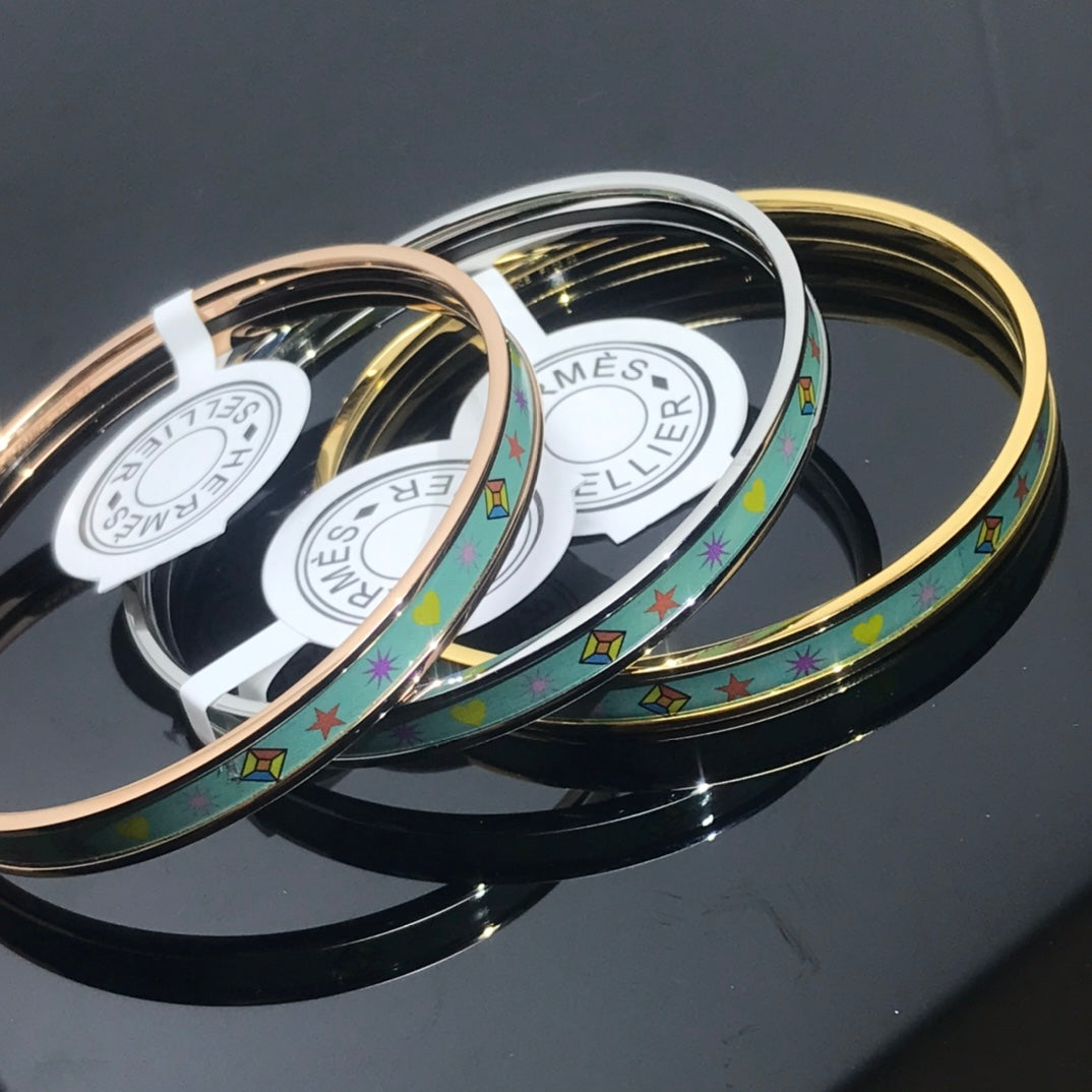 H Enamel Bangle Light Turquoise Bracelet