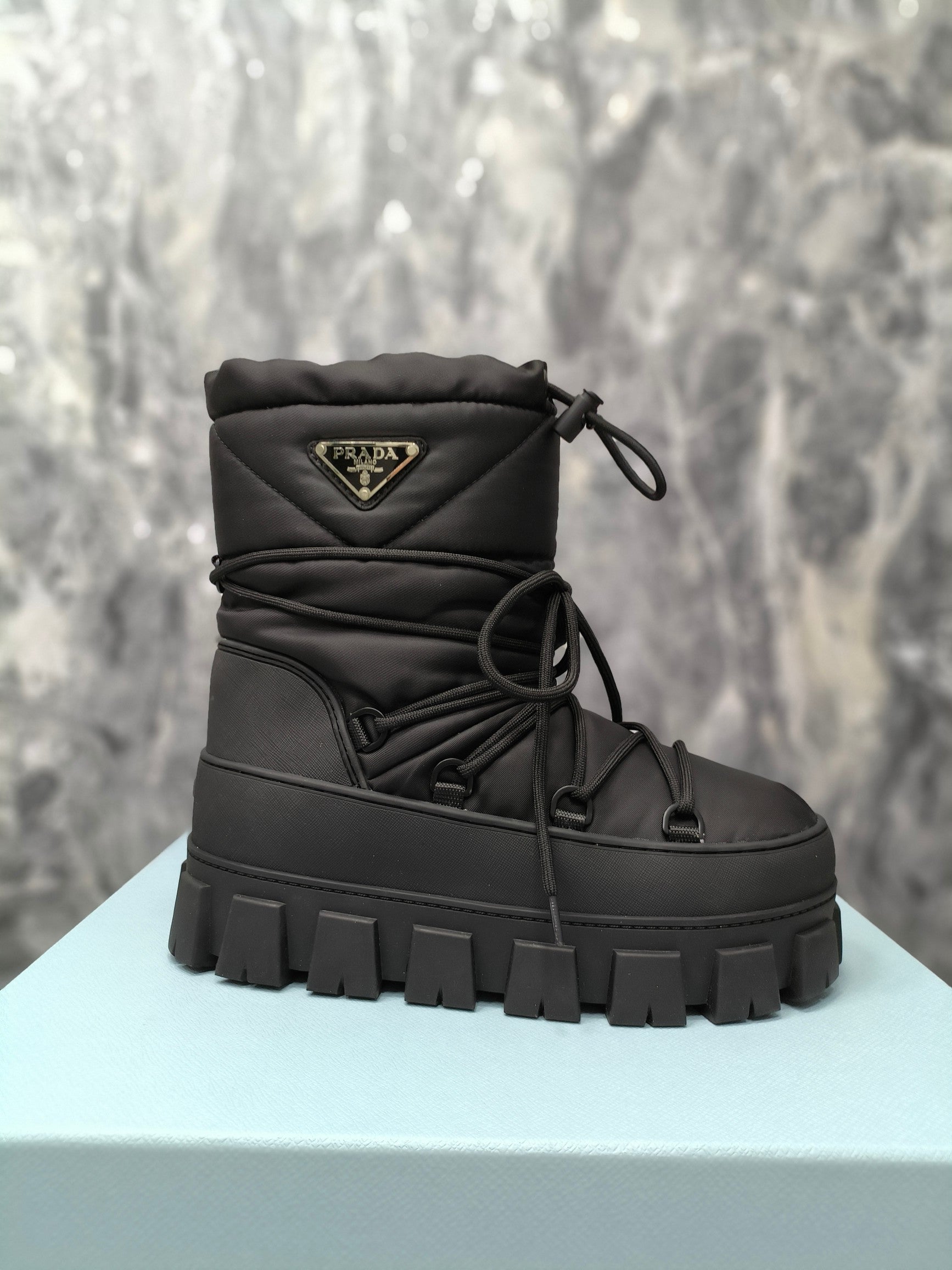 PRA RE-NYLON GABARDINE APRÃˆS SKI BOOTIES BLACK