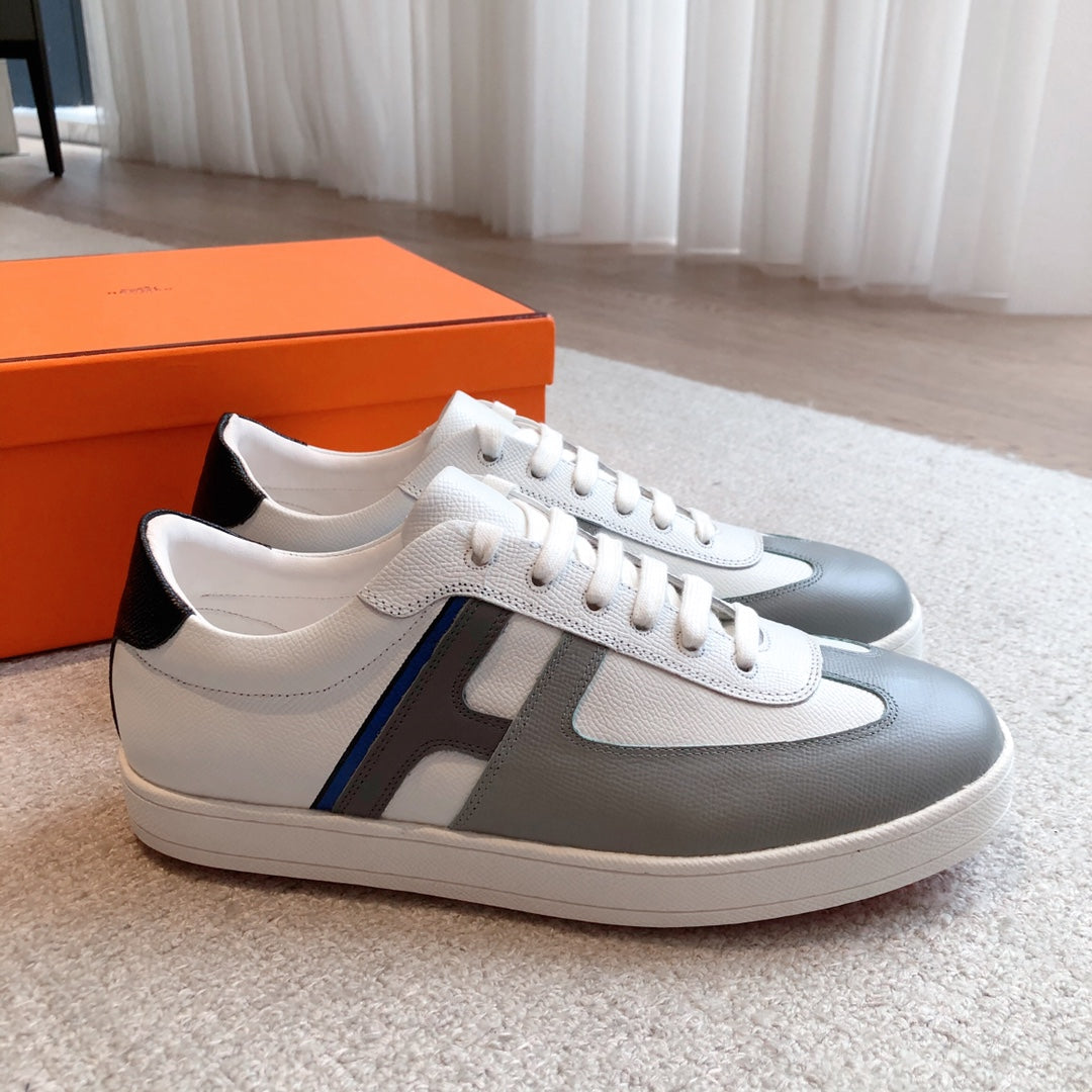 HM BOOMERANG SNEAKER WHITE MIX GRAY MIX BLACK CALFSKIN