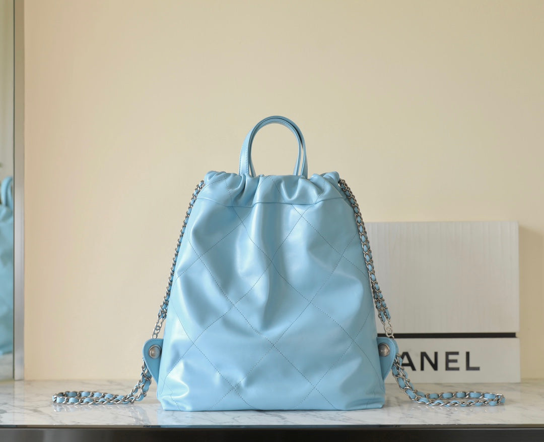 CC 2025 Backpack 34cm Light Blue Soft Calfskin 291407