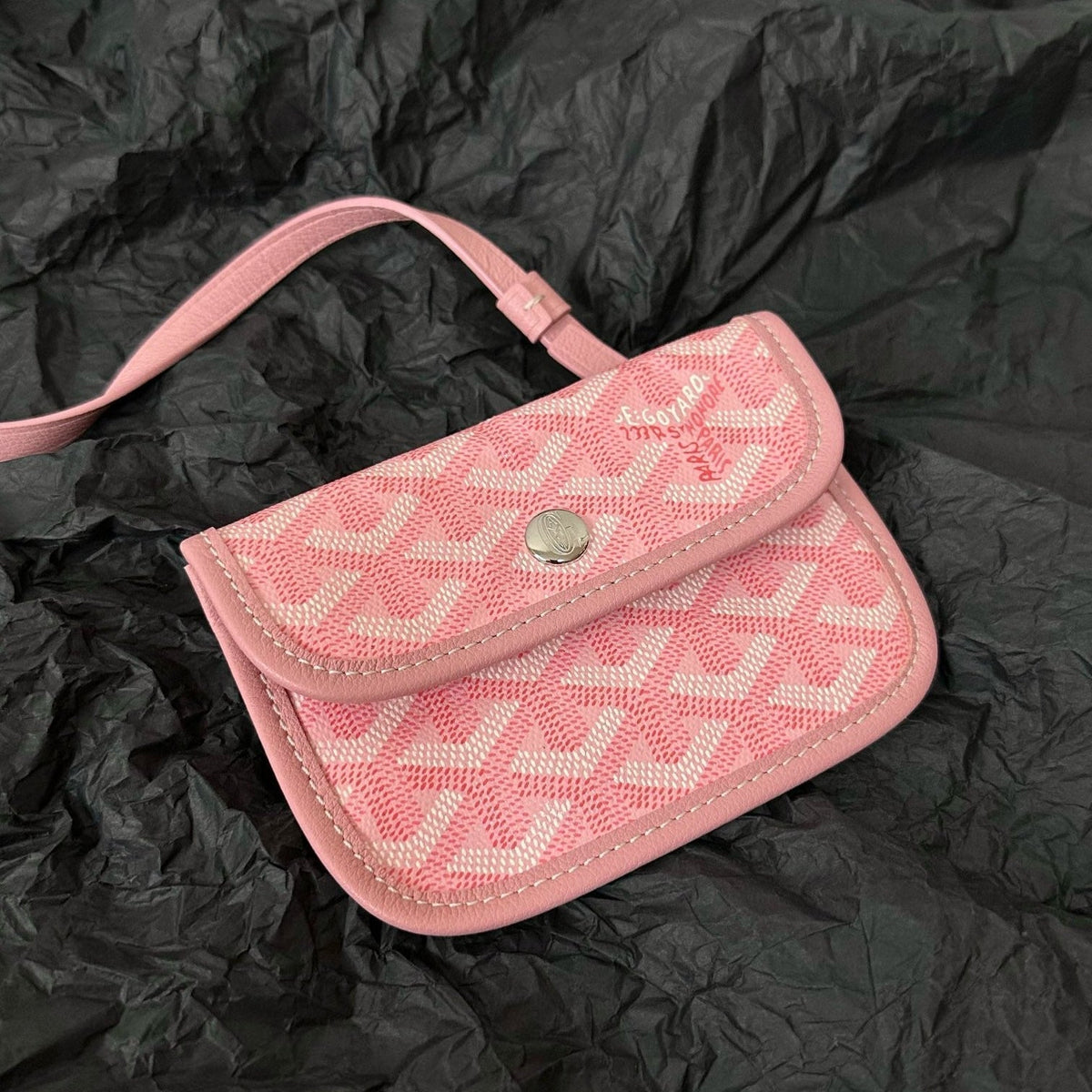 ANJOU MINI BAG 20 IN BABY PINK CALFSKIN AND GOYARDINE CANVAS