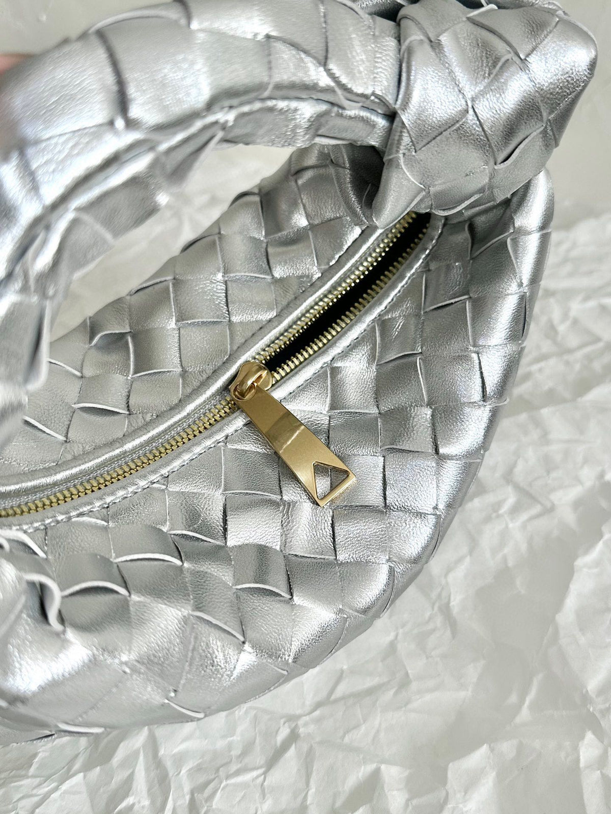 mini jodie 28 silver metalic lambskin