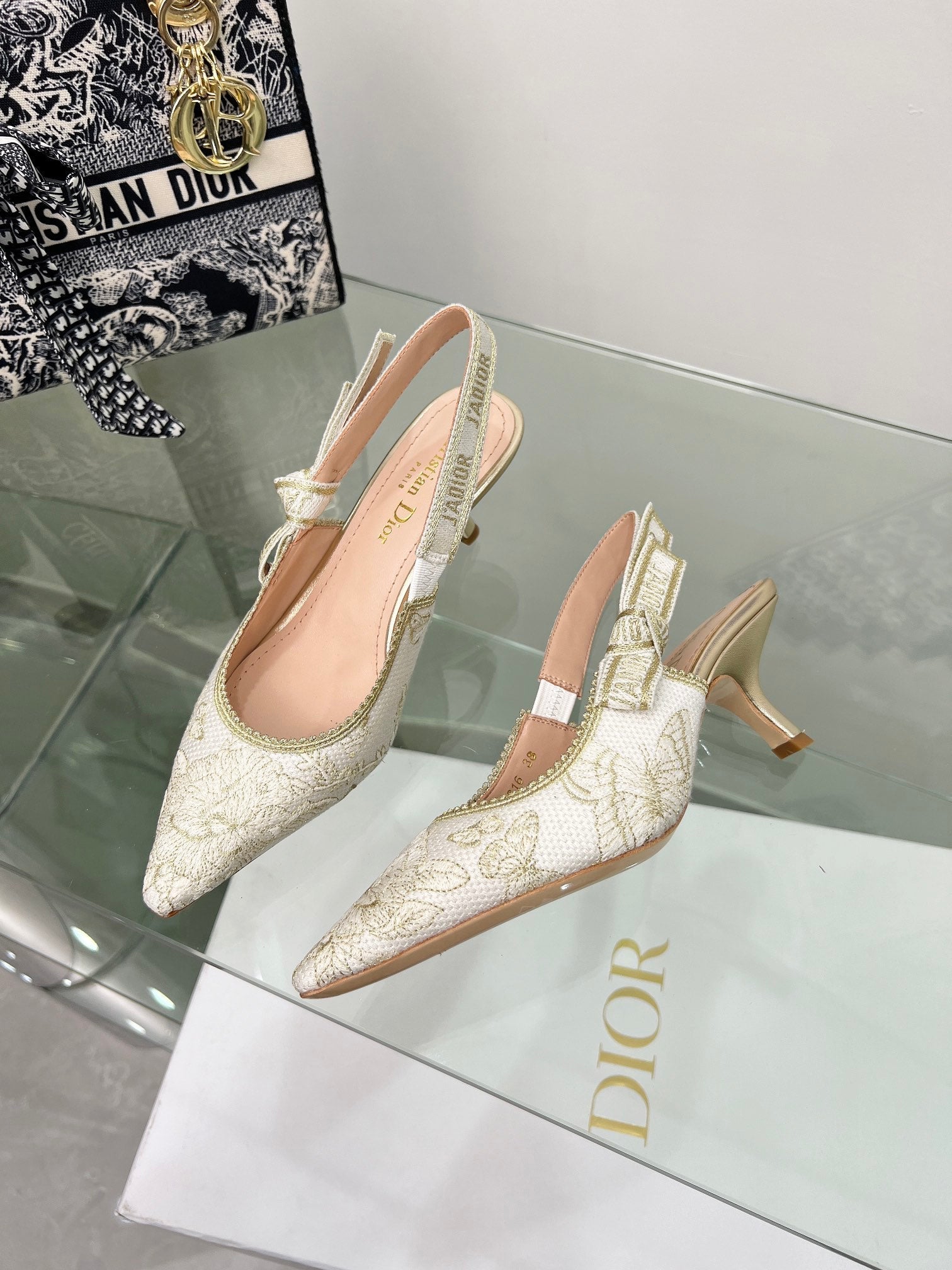 CD 25 Slingback Pump Cream Transparent Mesh