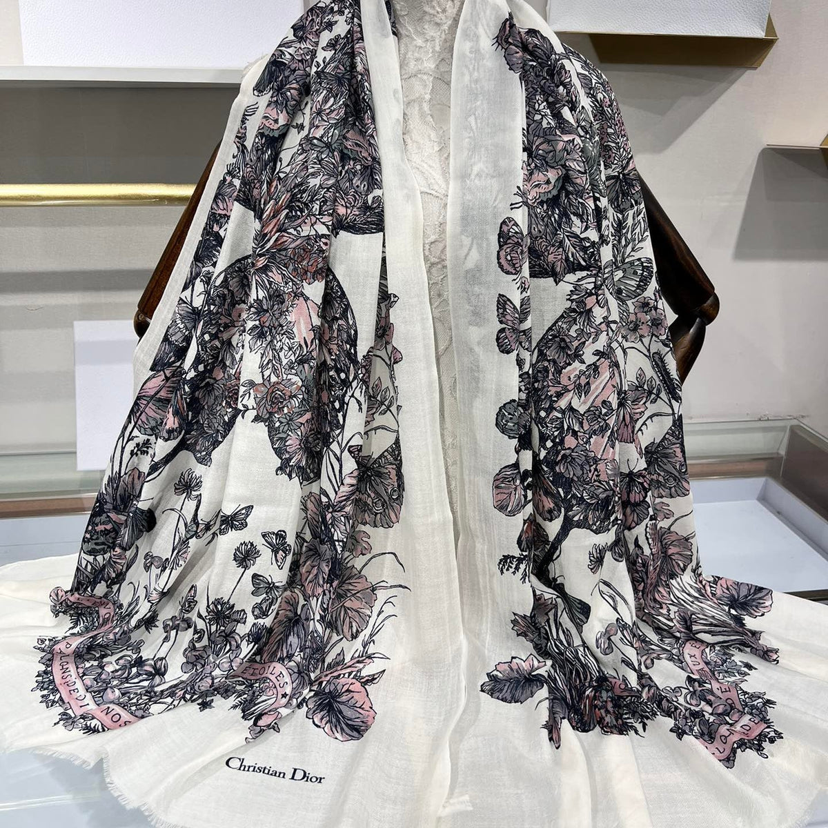 Dior 2026 Floral Scarf 200cm Colorful Cashmere 186048
