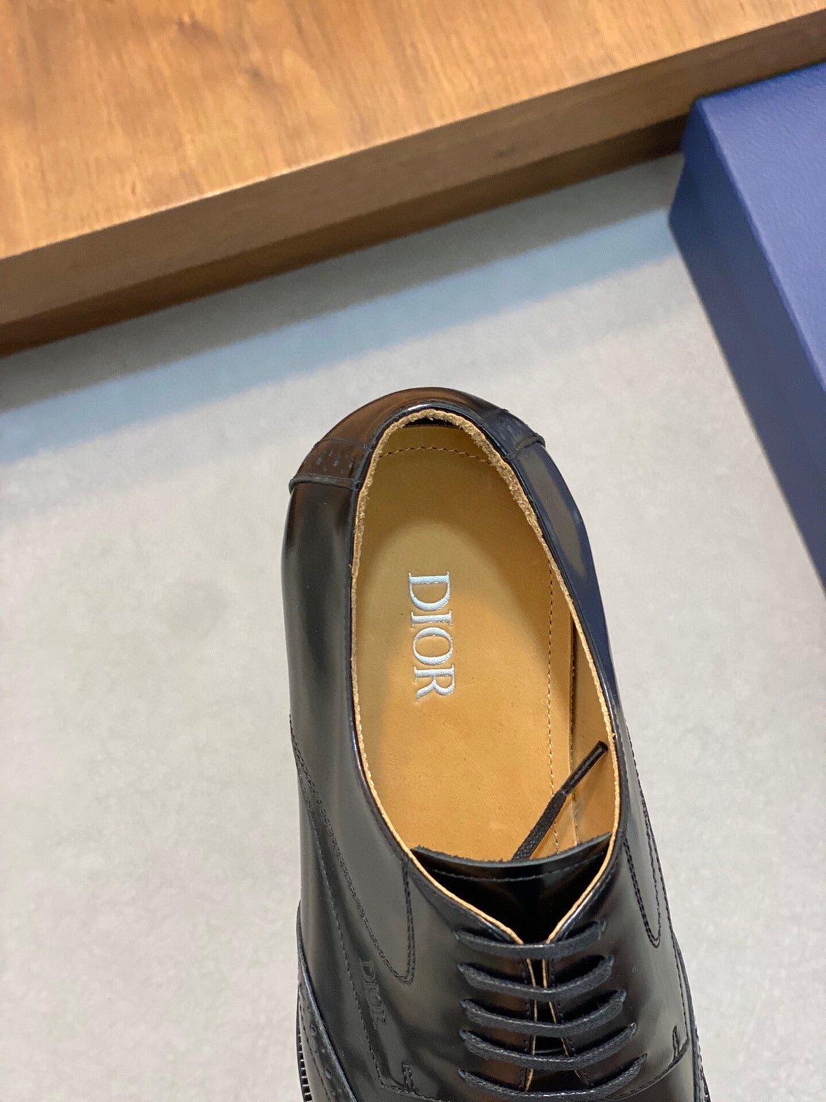 CD POINED TOE LONDON OXFORD BLACK POLISHED CALFSKIN