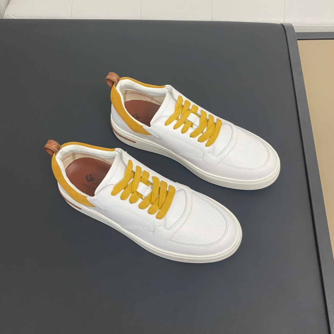 LP NEWPORT WALK SNEAKERS WHITE AND YELLOW CALFSKIN