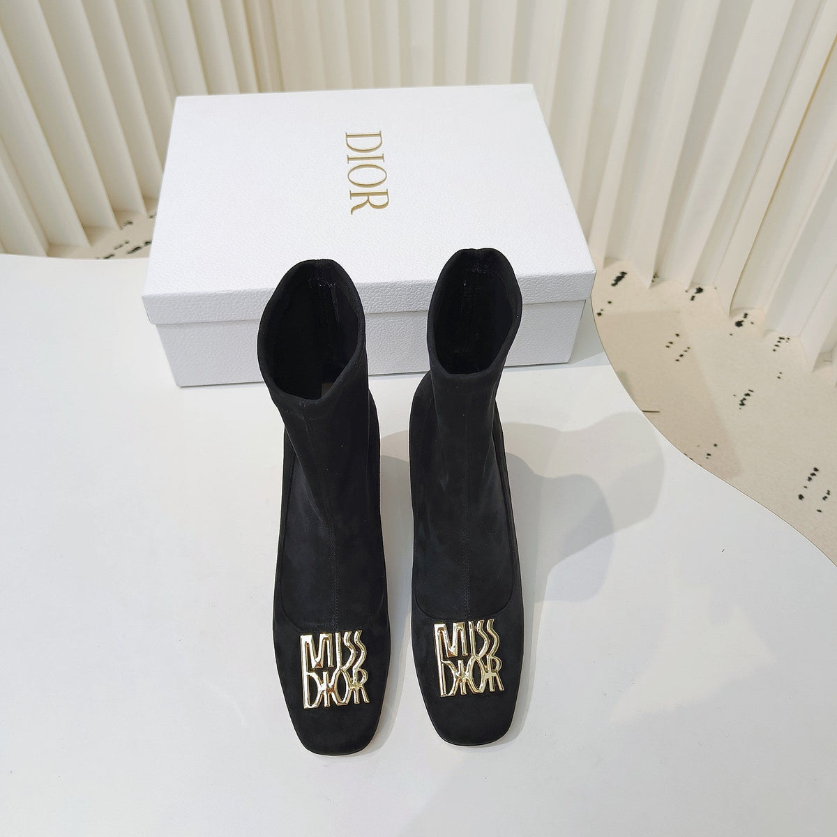 Miss Dior Ankle Boots 80mm Black Suede 111382