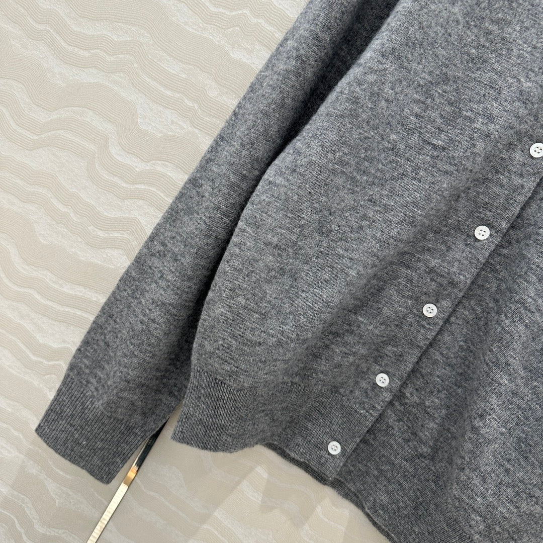 Miu Miu Polo Collar Cardigan Gray Cashmere