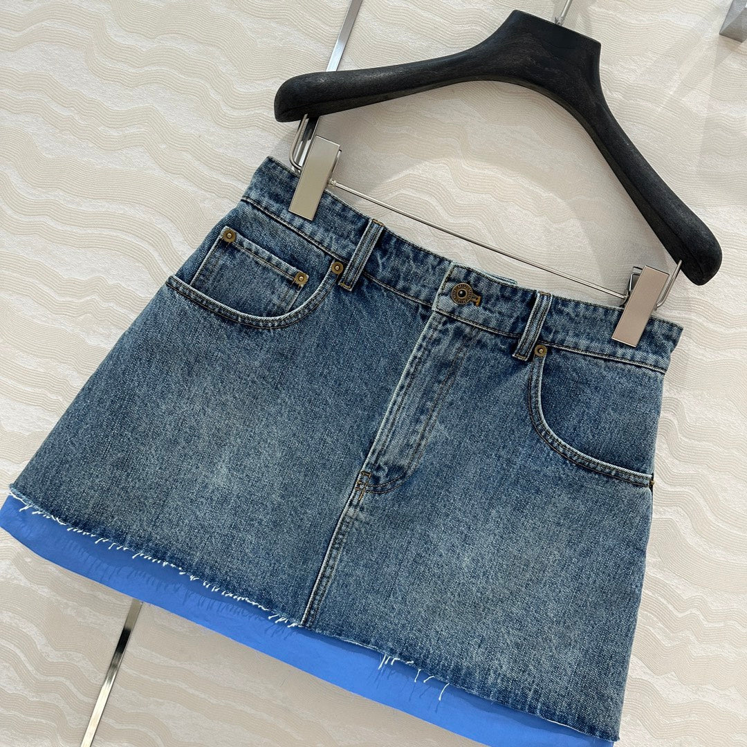 Miumiu Denim Skirt Blue Cotton