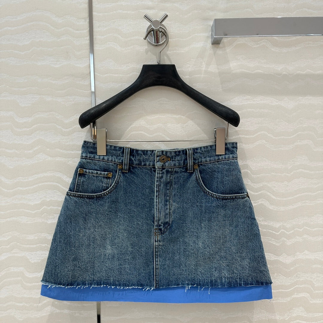 Miumiu Denim Skirt Blue Cotton