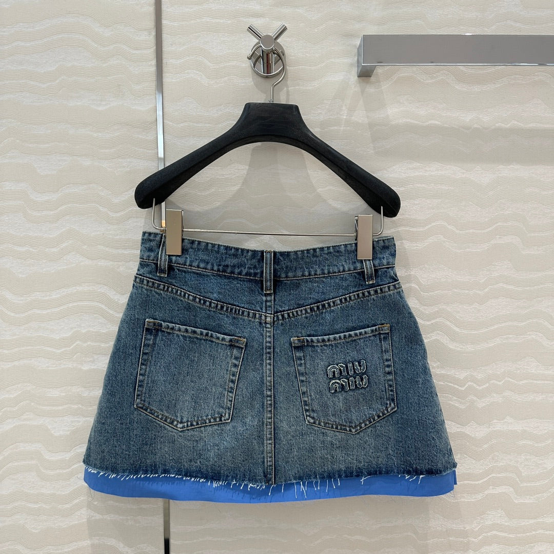 Miumiu Denim Skirt Blue Cotton