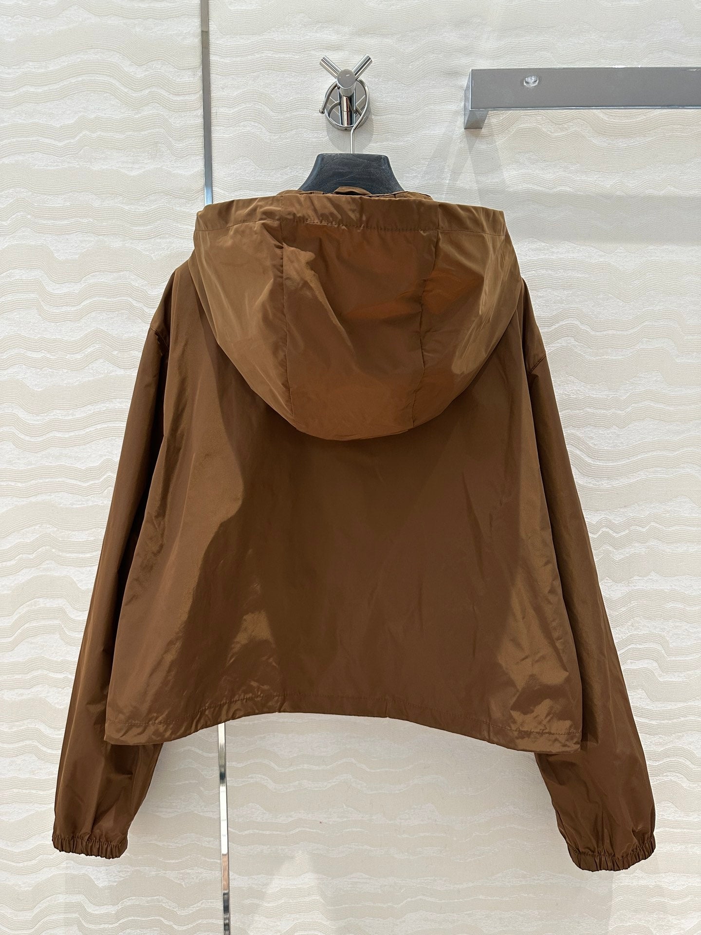 Miu Miu 25 Hooded Short Jacket Cocoa Brown Technical Fabric