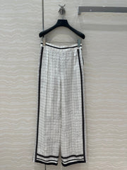 Hm 25 Coaching Deja Vu Wide-leg Straight Pants White Black Silk