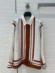 Hm 25 Coaching Deja Vu Shirt White red brown Silk