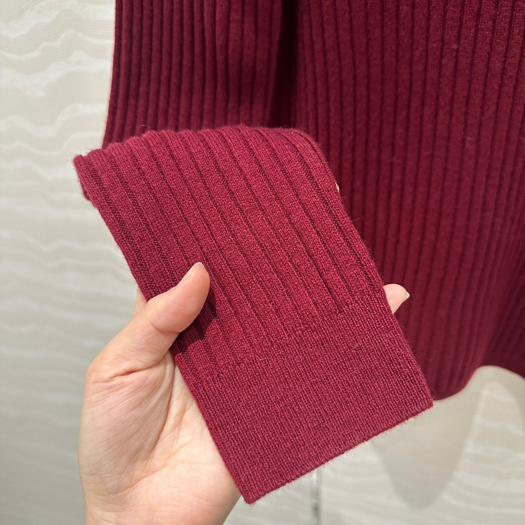 Miu Miu Polo Collar Sweater Red Cashmere