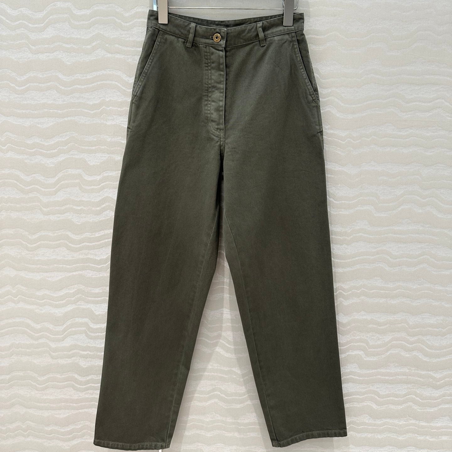 Miu Miu 25 Straight Pants Khaki Green Cotton