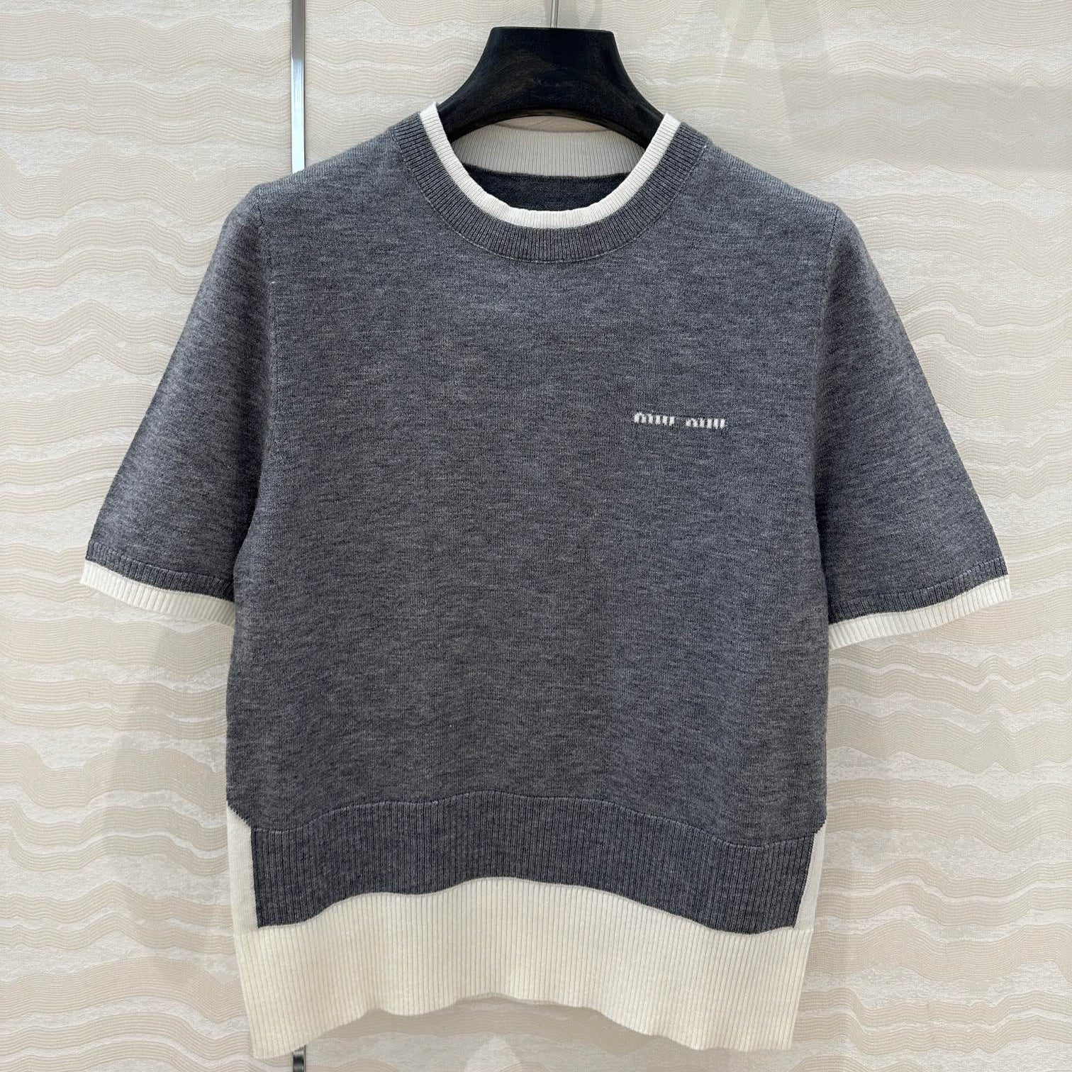 Miu Miu 25 Knitted Sweater Gray Wool