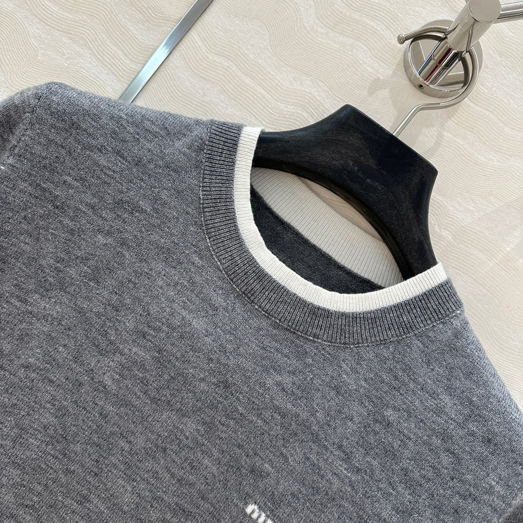Miu Miu 25 Knitted Sweater Gray Wool