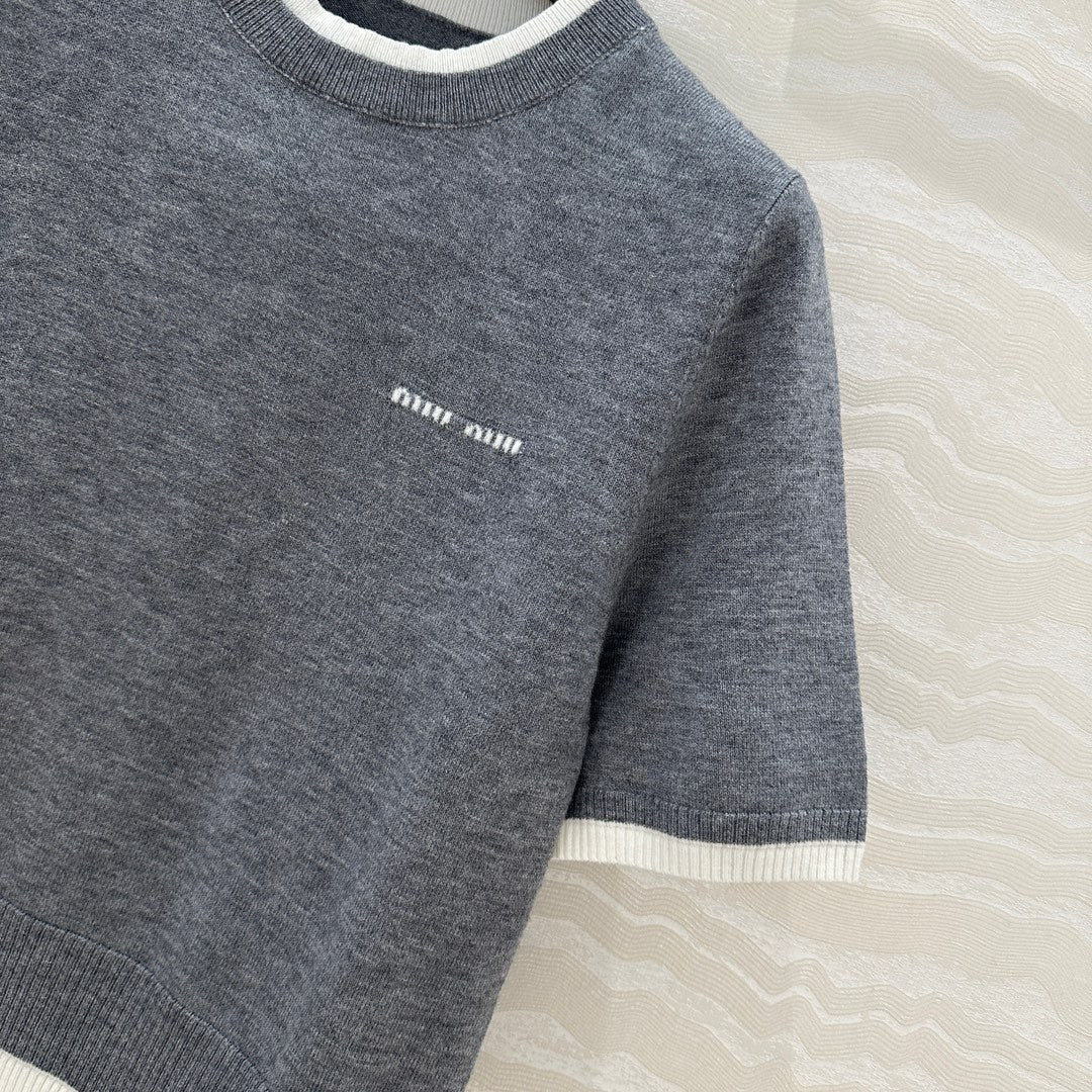 Miu Miu 25 Knitted Sweater Gray Wool
