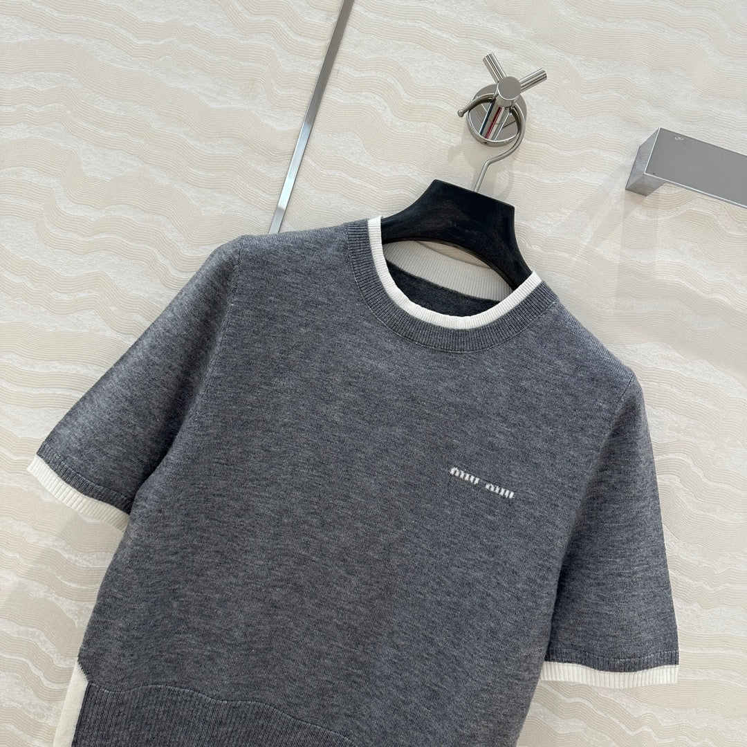 Miu Miu 25 Knitted Sweater Gray Wool