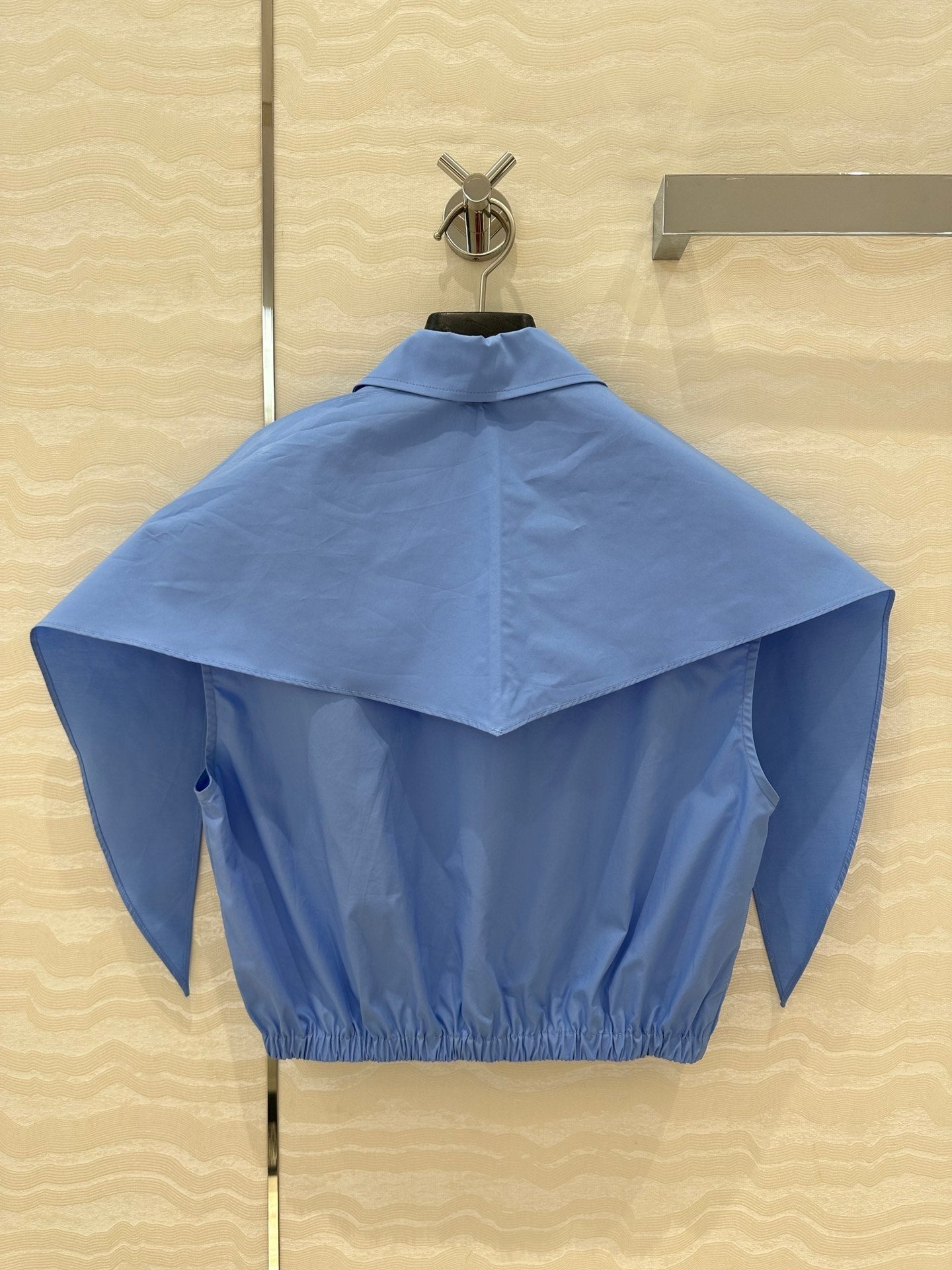 Miu Miu 25 Bow Tie Vest Shirt Blue Cotton