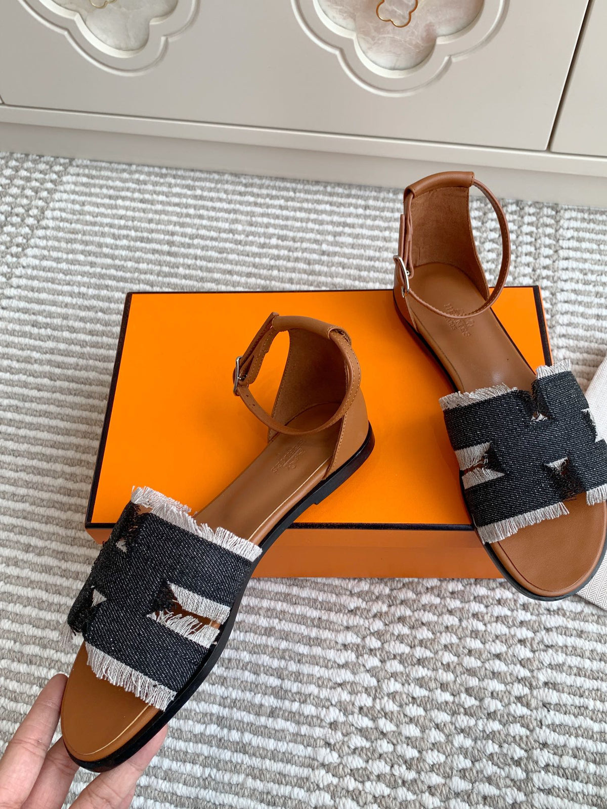 HM Santorini Sandal Raw Blue Cowhide 291387