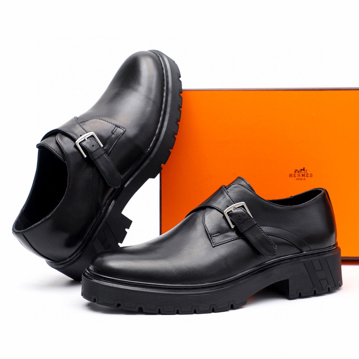 HM Men's Loafer  Black Calfskin 616537