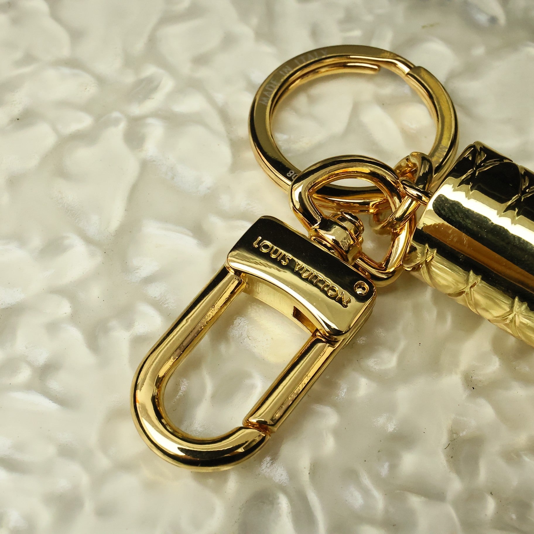 LV Gold Lipstick Bag Charm Keychain