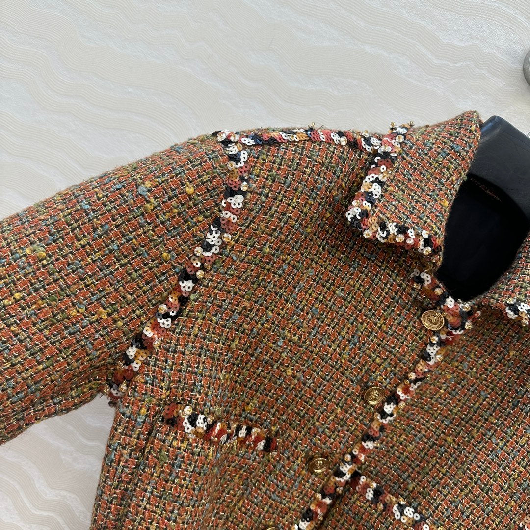CC 25 Tweed Jacket Brown Wool Cotton Viscose