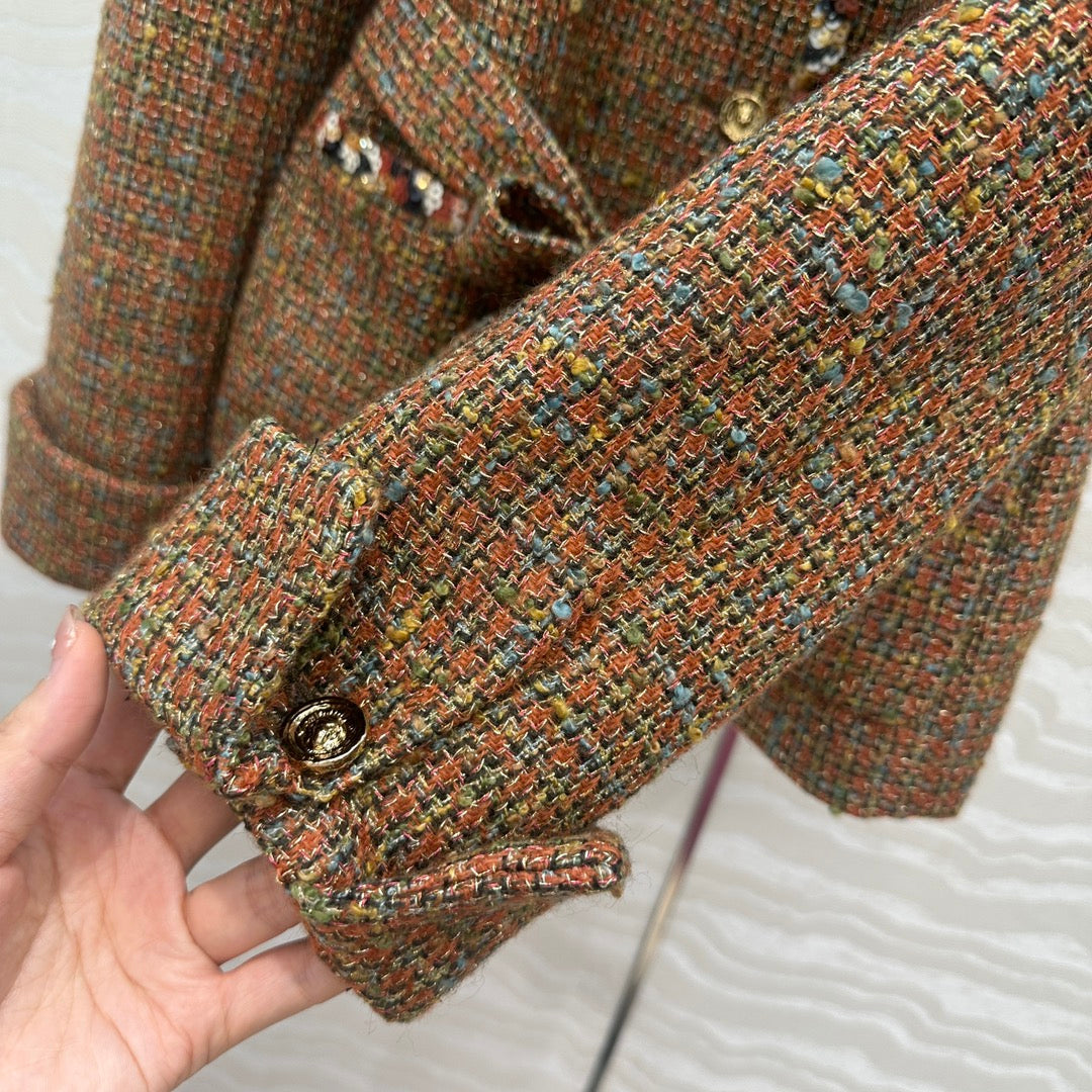 CC 25 Tweed Jacket Brown Wool Cotton Viscose