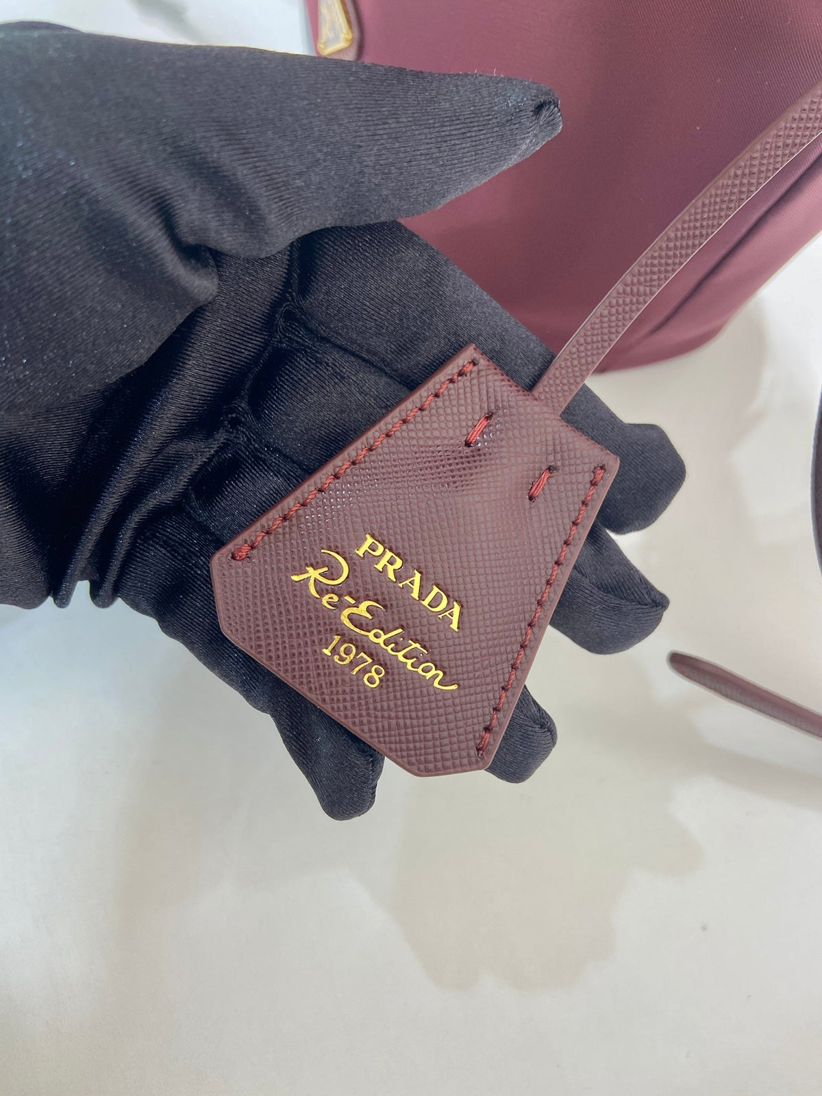 PRA bucket bag 19 burgundy nylon fabric  280831
