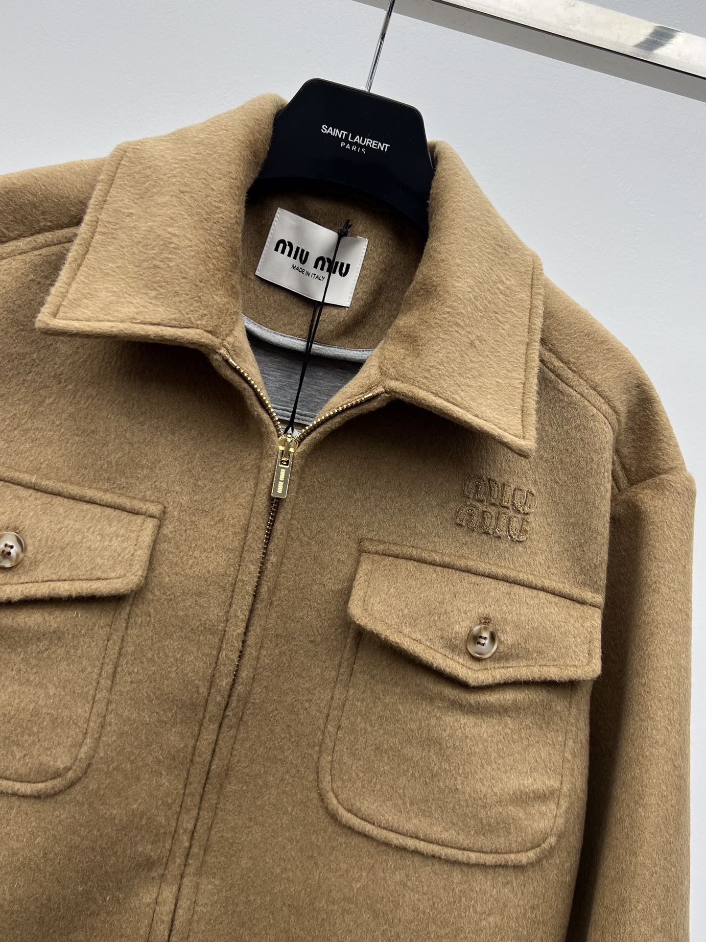 Miu Miu 25 Jacket Camel Wool Cotton
