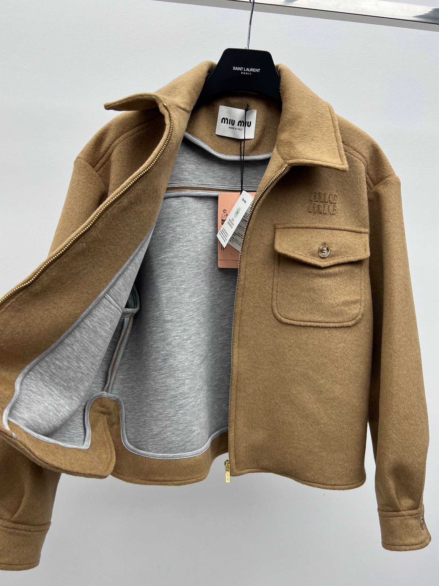 Miu Miu 25 Jacket Camel Wool Cotton