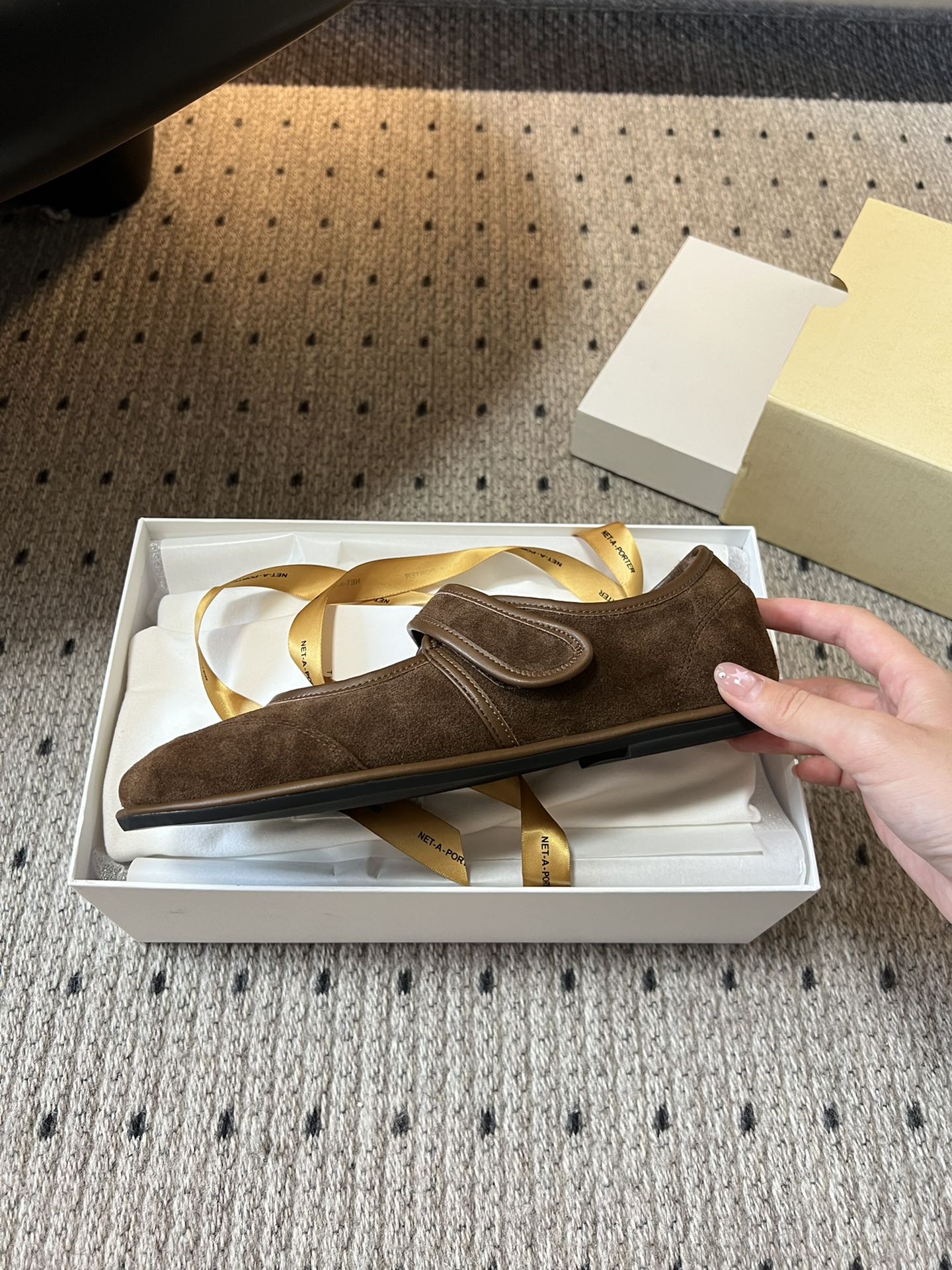 The Row 2025 Ballet Flat Brown Suede Wool 561591