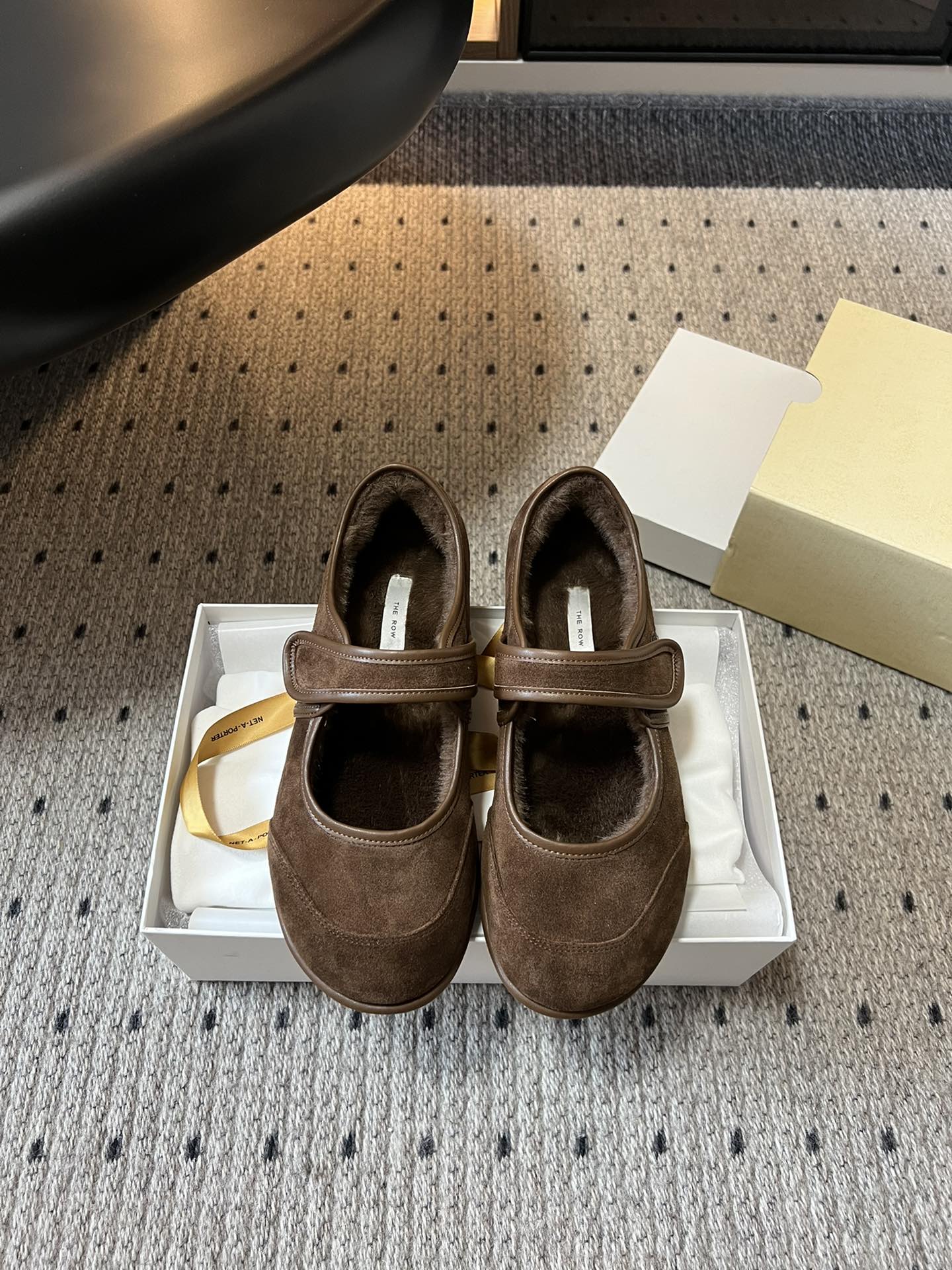 The Row 2025 Ballet Flat Brown Suede Wool 561591