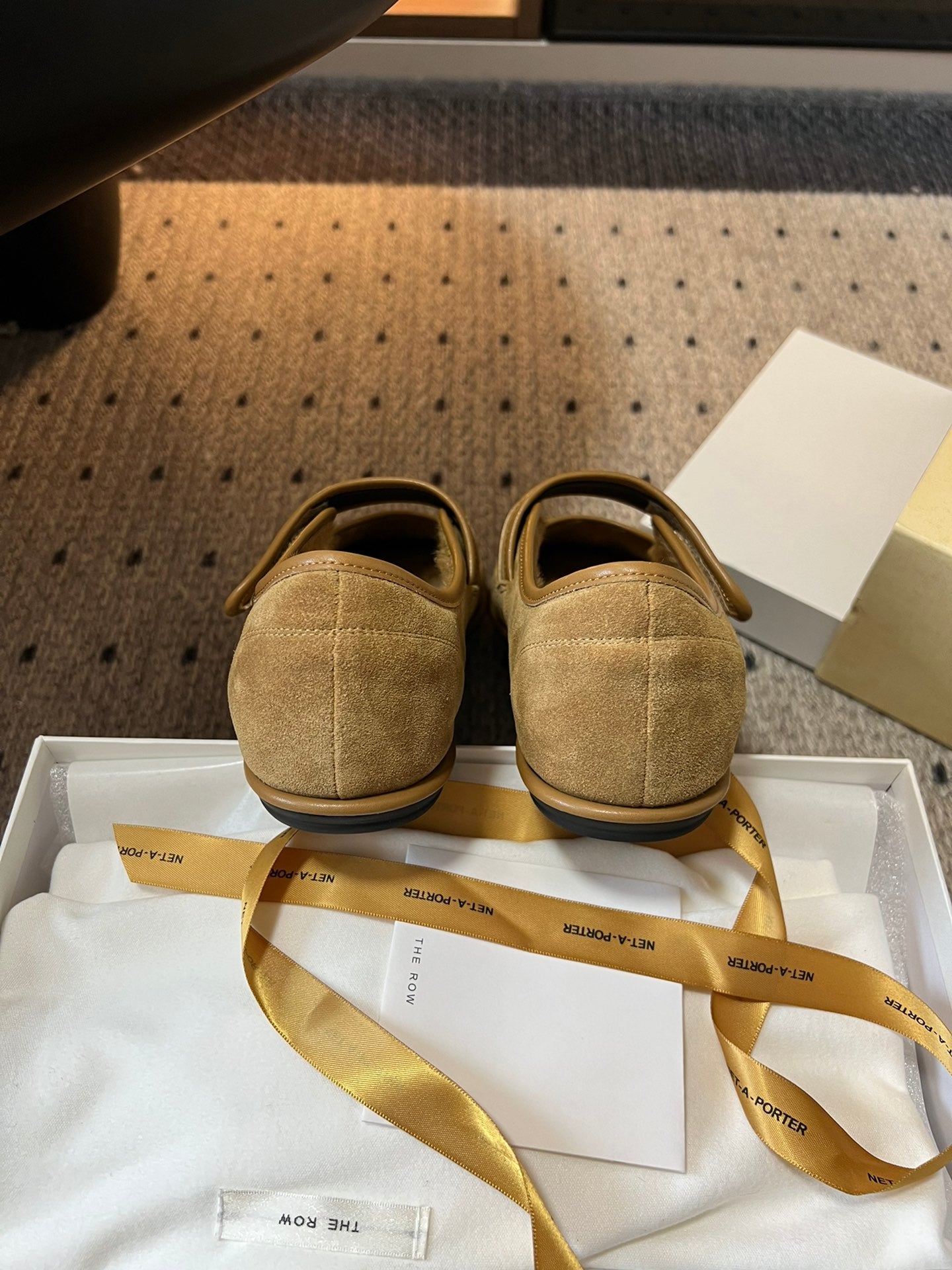 The Row 2025 Ballet Flat Tan Suede Wool 561593