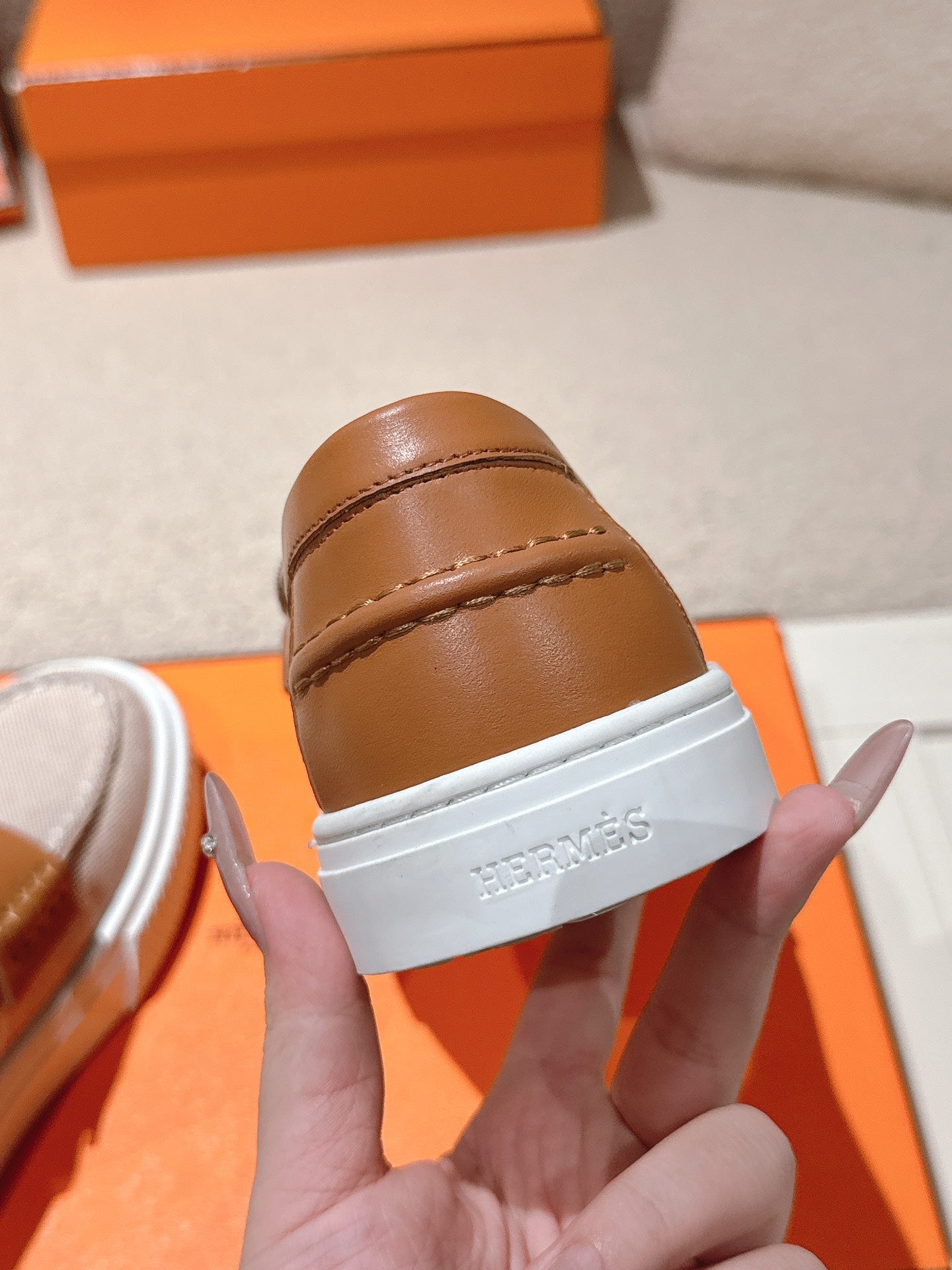 HM 25ss Platform Loafers Gray Brown Denim Cowhide 577166