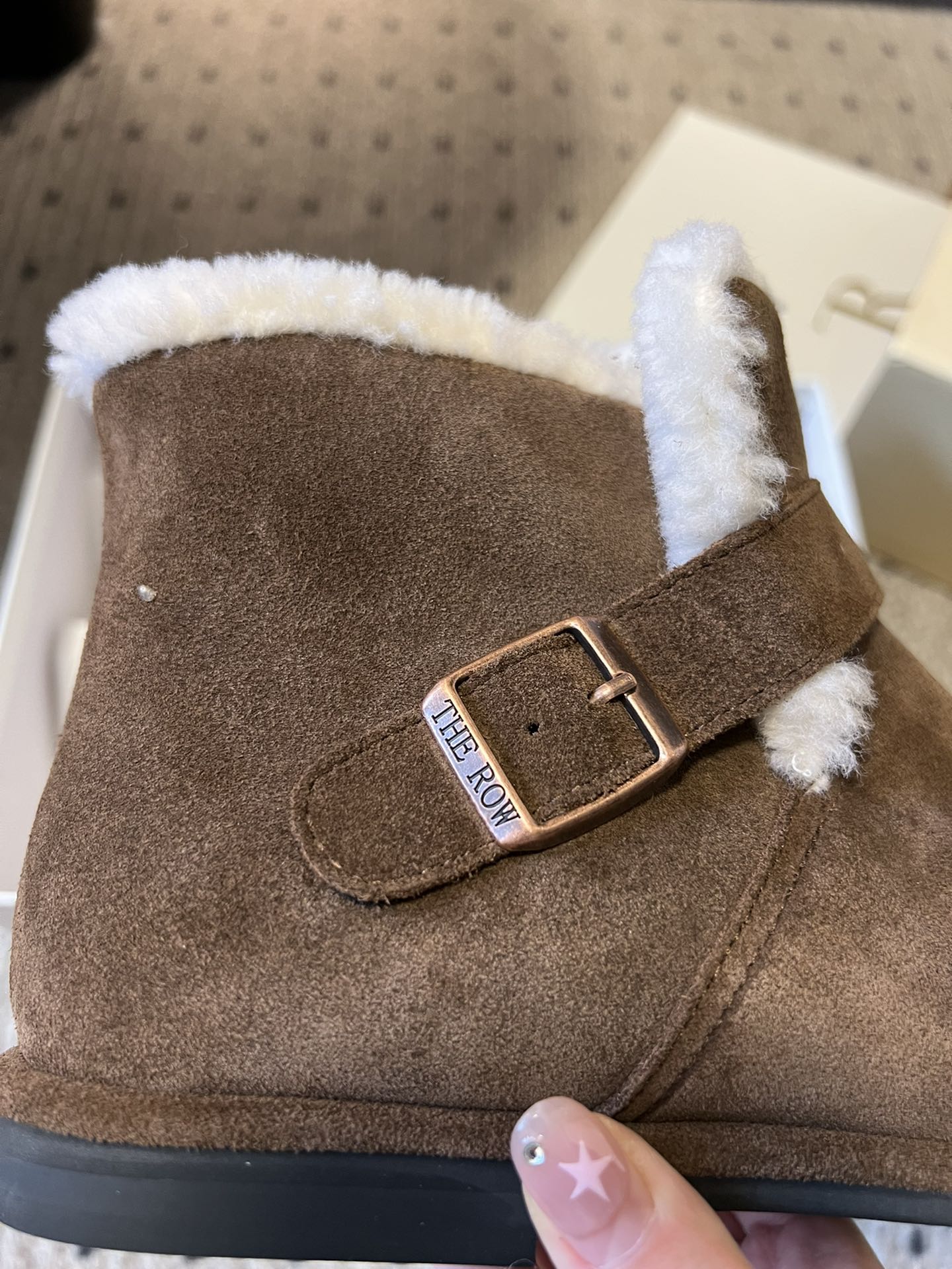 The Row 2025 Ankle Boot Brown White Suede Wool 561621