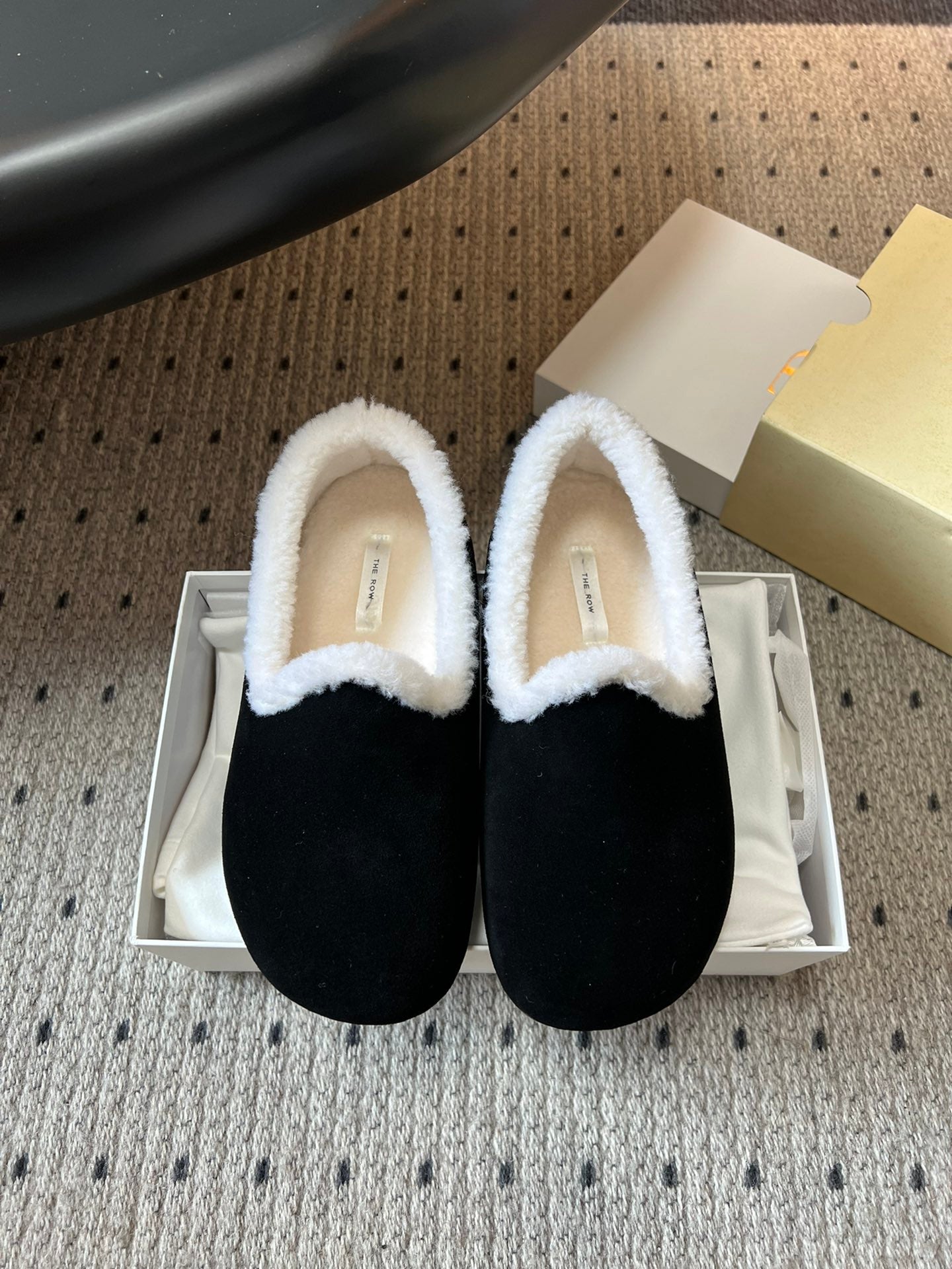 The Row 2025 Loafer Black White Suede Wool 561630