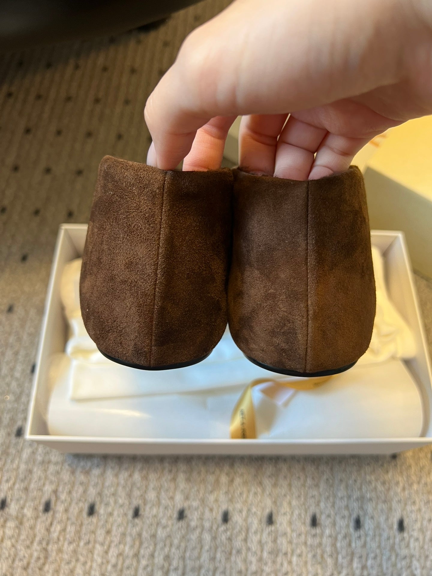 The Row 2025 Stella slip-on Shoe Brown Suede Wool 561642