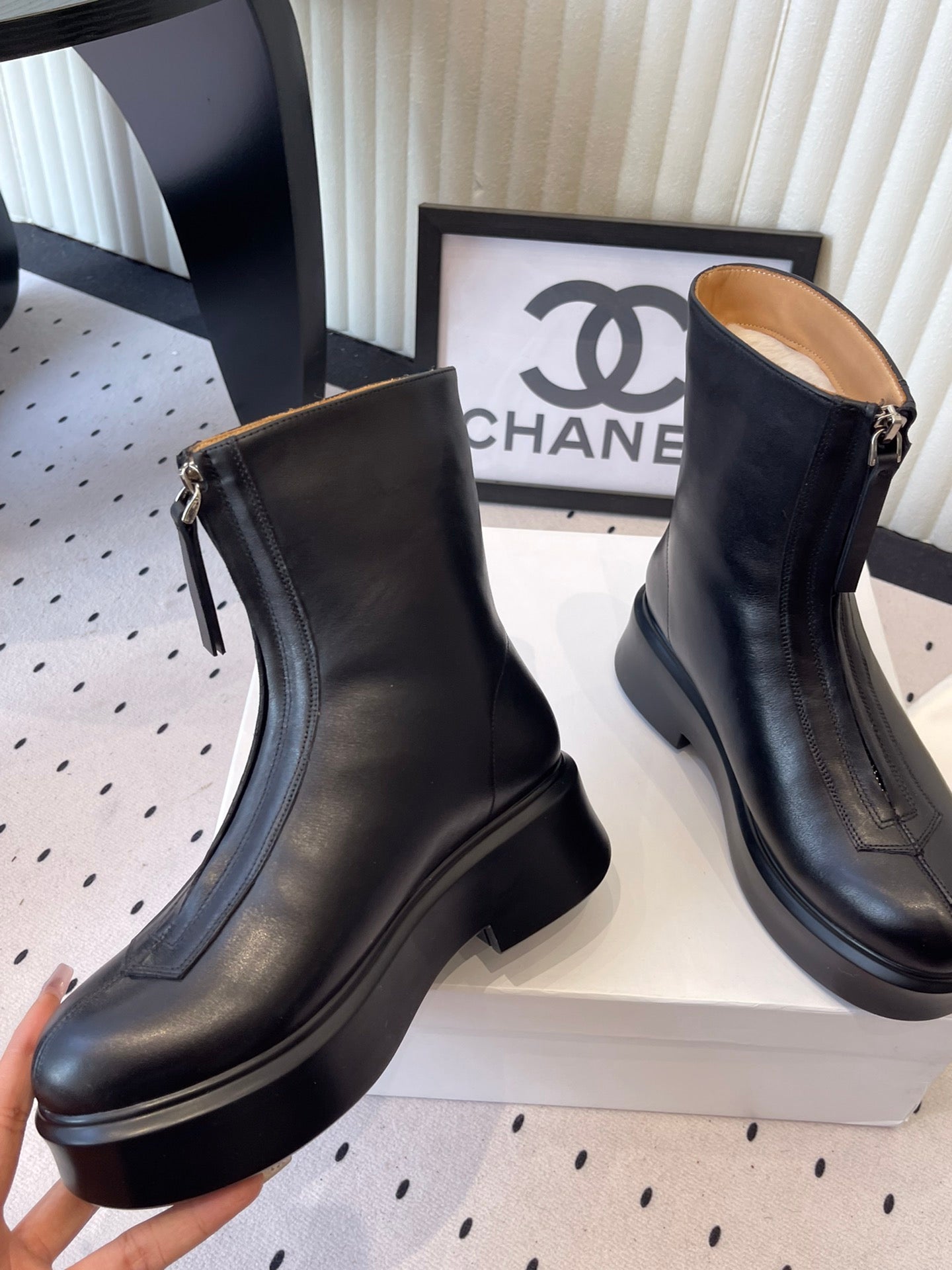 The Row 2025 Zipped Ankle Boot Black Cowhide 554602