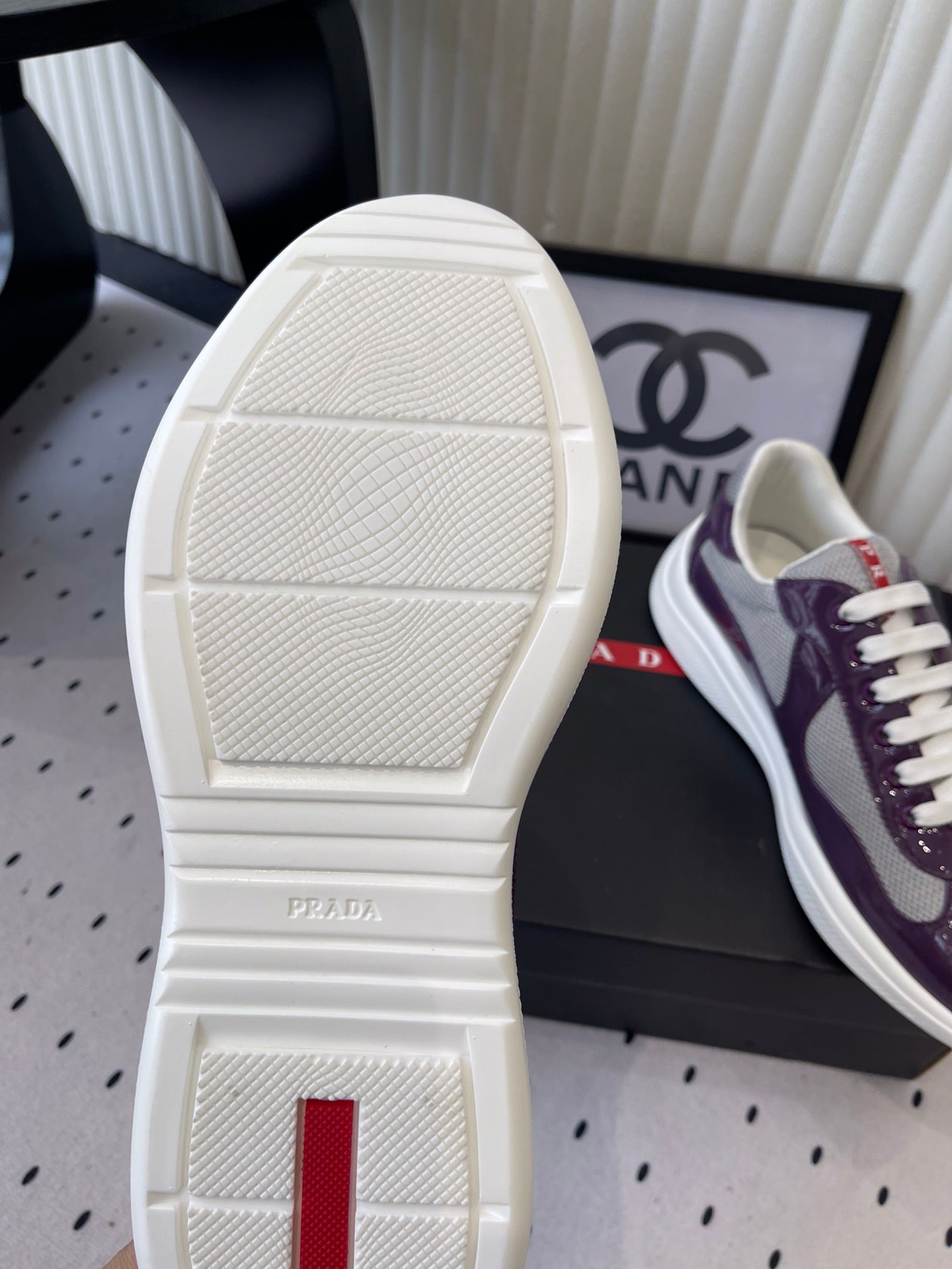 Pra 2025 Sneaker Purple mix Gray Patent Leather Mesh 554579