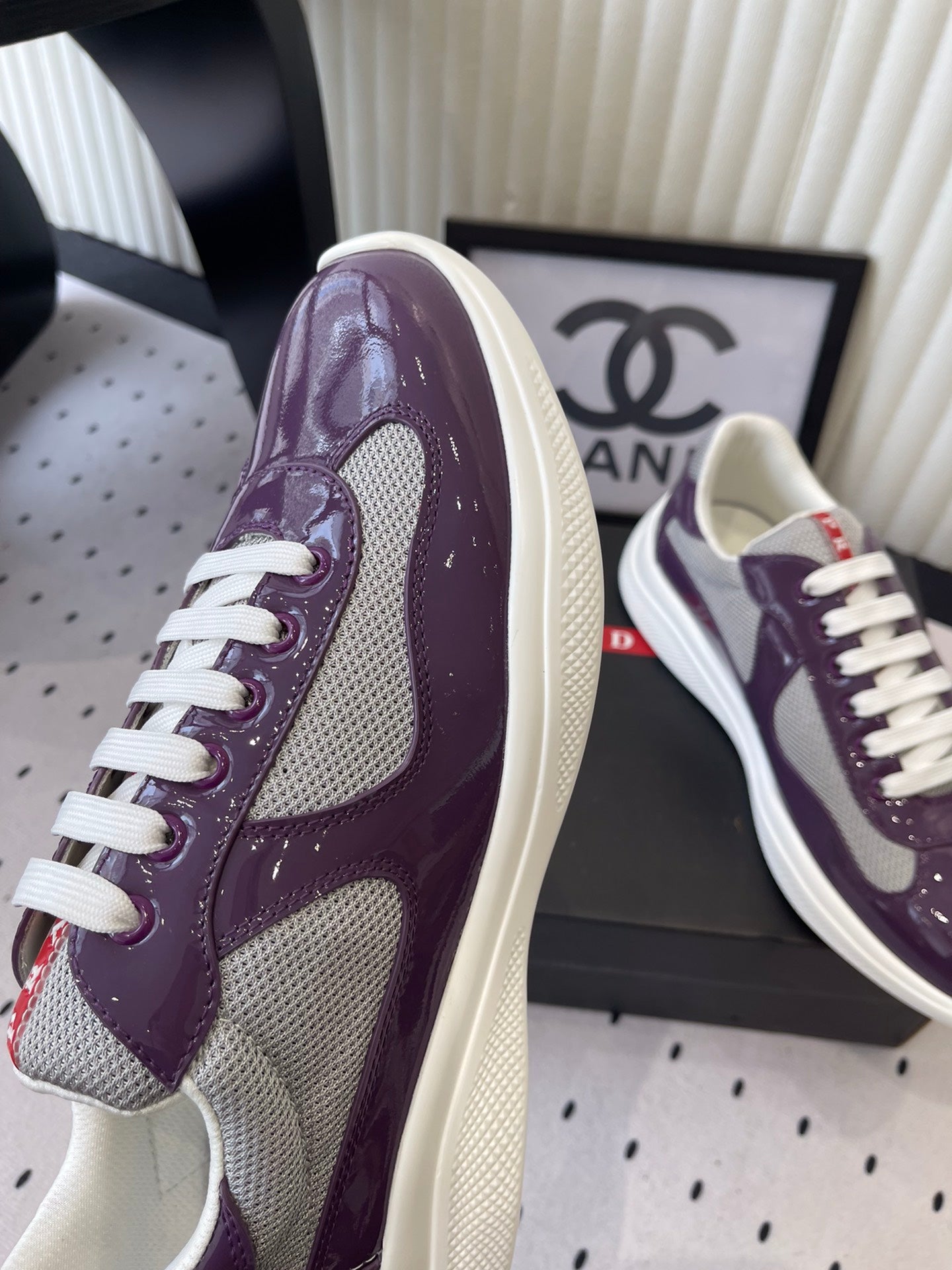 Pra 2025 Sneaker Purple mix Gray Patent Leather Mesh 554579